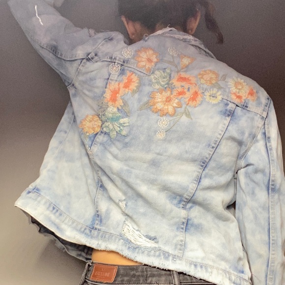 Light Washed Ripped Jean Jacket - Picture 2 of 2